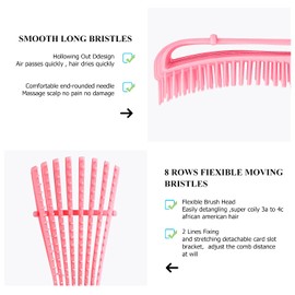 Detangling Hair Brush, Detangling brush for Adults and Kids, Comb Set for Kinky Curly Coily and Wavy Hair, For Wet and Dry Hair, Afro American Type 3a-4c, Comfortable Grip, Easy to Clean(Pink)
