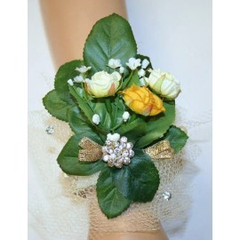 "Handmade" Prom,Wedding Accssories, Yellow and White-off Flowers Corsage, Prom Accessories