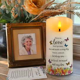 HN HAIINAA Flameless Memorial Candle, Real Wax LED Light with Timer Sympathy Candle Gift Bereavement Gifts for Loss of Loved One Memorial Gifts for Loss of Mother Father Remembrance Gifts (3" x 6")