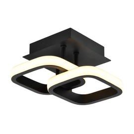 Sleek Designer Double Square Head Semi-Flush Energy Efficient Matt Black Sand LED Ceiling Light | 19w = 75w | 3000k Warm White Colour | 1000 Lumens | IP20 Rated by Happy Homewares