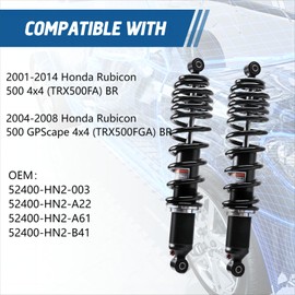 KLV Rear Left/Right Monotube Shocks Absorber Compatible with 2001-2014 Hon da Rubicon 500 TRX 500 FA500 GPScape TRX 500 FGA Rear Shocks ATV ‎52400-HN2-003 52400-HN2-A22 2 pcs