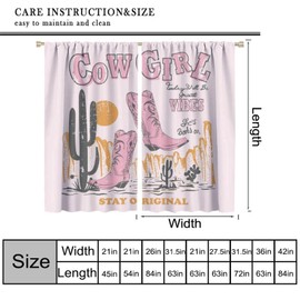 BenYaSong Cowgirl Blackout Window Curtain，Pink Color Desert Cowgirl Western Country Retro Western Element for Home Kitchen Livingroom Coffee Room Window Curtain 2Panel 42" W X 45" L