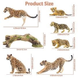 Toymany - 7 cifras de jaguares con jaguars y tronco de árbol, cifras realistas de animales de la selva, juego familiar, decoración de pasteles de juguete educativo