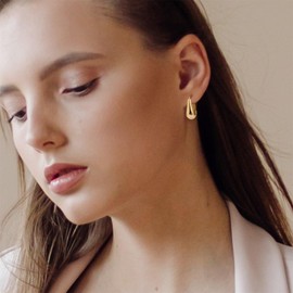 ALEXCRAFT Dicke Eckige Creolen Gold Ohrringe Klein Damen 14K Goldener Ohrringe Geschenk für Frauen Freundin Mama Mädchen