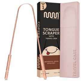 mastermedi MasterMedi Pure Copper Tongue Scraper for Adults, Tongue Scrubber for Bad Breath, Easy to Use, Tongue Cleaner for Oral Care & Hygiene (Copper Pack of 1 with Case)