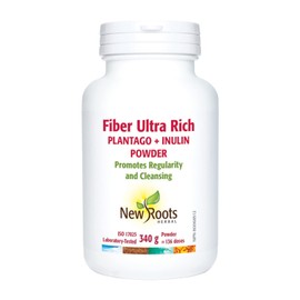 NEW ROOTS HERBAL New Roots Herbal Fiber Ultra Rich Plantago + Inulin 340g Powder 136-Servings - Digestive Support Supplement with Psyllium Husk & Licorice Root, Non-GMO, Gentle Colon Care, Promote Balance & Regularity