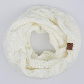 C.C Exclusives Multi Color Cable Knit Infinity Scarf (SF-800) (Ivory)