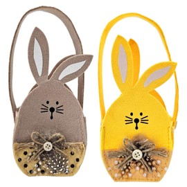 Scinzene Osterkörbchen für Kinder - 2 Stück Filz-Osternester mit Hasenmotiv, Personalisierbare Ostertasche zum Befüllen, Festliche Deko für Ostereiersuche und Tischdekoration