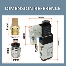 Innfeeltech 1 x Electric Pneumatic Solenoid Valve 4V210-08-AC220V 5-Way 2 Position BSP 1/8 with 3 Pcs PC6-02 and 2 Silencers and 1 Red Teflon Tape