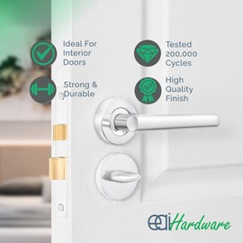 EAI Round Bathroom Thumb Turn Lock - Polished Chrome | Universal Black Door Turn and Release Lock for Indoors | Bathroom/Toilet | with Emergency Coin Release Lock