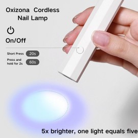OXIZONA Oxizona Handheld UV Nail Lamp for Gel Nails, Mini UV Light, Portable LED Nail Lamp for Gel Polishes, Single Finger Gel Light, Cordless Rechargeable USB Nail Dryer for Quick Curing (White)