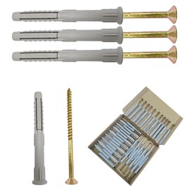 38 Pcs Heavy Duty Screws with Nylon Plugs, （4.9x85mm）& Wall Plug Set（8x80mm), Various Purposes Masonry Screws for Brick Wall