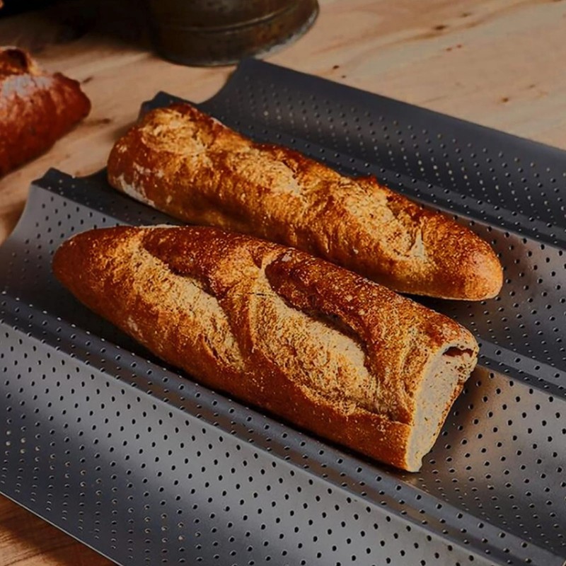 Baguette Pan Stainless Steel U Shape Uniform Heating Perforated Design