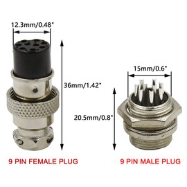 Hxchen 9 Pin Metal Male Female Thread Panel Connector 16mm GX16-9P Silver Aviation Plug - (2 Sets)