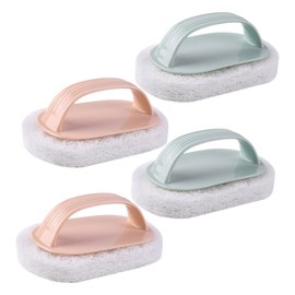 Baluue 4pcs Cleaning Scrubber Thickened Sponge and Handle for Kitchen and Bathroom Cleaning and Options