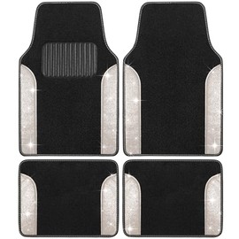 Carbella - Juego de 4 Alfombrillas de Coche con Purpurina Brillante de Dos Tonos, Alfombrillas Resistentes a Las Manchas para automóviles para Mujeres, Juego Universal de Alfombrillas para automóvil