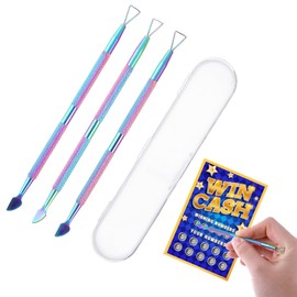 3 Pcs Lottery Ticket Scratcher Tools Scratch Off Tool Metal Scratcher for Lottery Ticket Lotto Scratchers with Box Multi-Use Scraping Tool for Tickets Labels Films Stickers (Rainbow)
