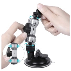 Hensych Aluminum Alloy Car Suction Cup Mount Car Windshield Mount 360° Rotatable for Go-pro Hero 9/8/7/6/5/ OSMO Pocket 2 /Insta360 One X2/Insta360 ONE RS/Osmo Action/Osmo Pocket/Insta360/FIMI Palm