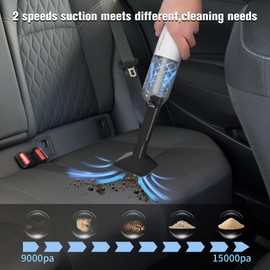 PINXC Mini Vacuum Cleaner Cordless 15000PA High Power,Handheld Car Vacuum, 5 in 1 Portable Vacuum for Car, Home & Pet Hair, Type-C Rechargeable, LED Display,Up to 30 Mins Runtime, Multi-Nozzles