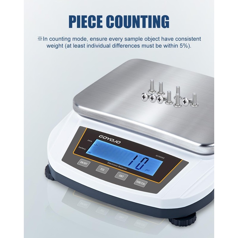 GOYOJO Digital Analytical Balance and Lab Scale, 5000g Capacity, 0.01g