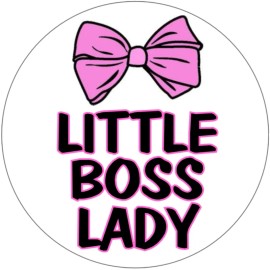 Kiwi Gifts Little Boss Lady - Pink Bow Bossy - 3 Inch Circle Sticker 3" x 3"