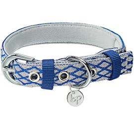 Blueberry Pet 2 Patterns Diamond Pattern Adjustable Neoprene Padded Dog Collar with Metal Buckle - Royal Blue, Neck 13-16.5", for Medium Breed