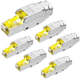 Enmane CAT6A RJ45 Connector Tool-Free (EC Listed) Shielded CAT6A Connector Toolless for 23 to 26 AWG Network Cable(6pcs)