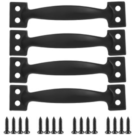 4 Pcs Garage Door Handles, 13.4 * 3.1 Inch Black Iron Handles, Ergonomic Door with Pre-Drilled Holes for Easy Installation, Ideal for Storm and Garage Doors