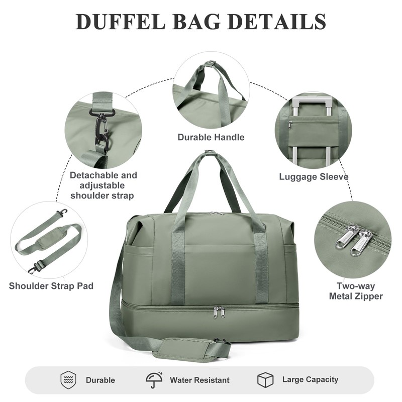 Travel Duffel Bag, Weekender Bags for Women with Shoe Compartment,2Pcs