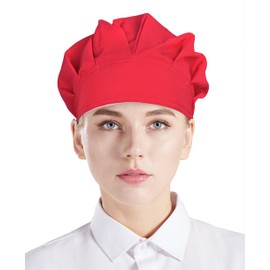 Nanxson 3pcs Unisex Chef Hat - Adjustable Elastic Work Cap - Kitchen Cooking Baker Chef Dust Cap - CF9083 Red