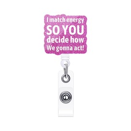 Retractable Badge Reels with Clip for Women, Ideal for Nursing,Doctor,Medical Fields.Features Alligator Clip for Work ID Badge.Perfect for Office Use and Great Gifts (I Match Energy)