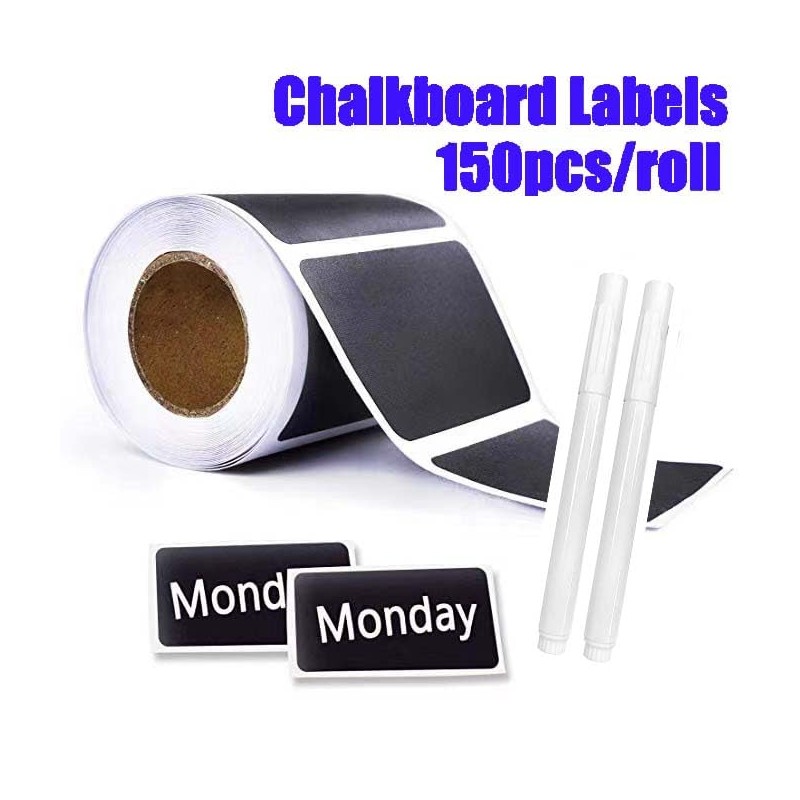 Chalkboard Labels-150pcs Waterproof Reusable Blackboard Stickers with 2 Liquid Chalk