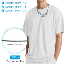 PATIKIL 16"/18"/20" Leather Necklace Cord, 1.5mm/0.06" Waterproof Braided Leather Necklace Cord Woven Wax Rope Chain with Stainless Steel Clasp for Men Women DIY Pendant Gift, Black/Silver