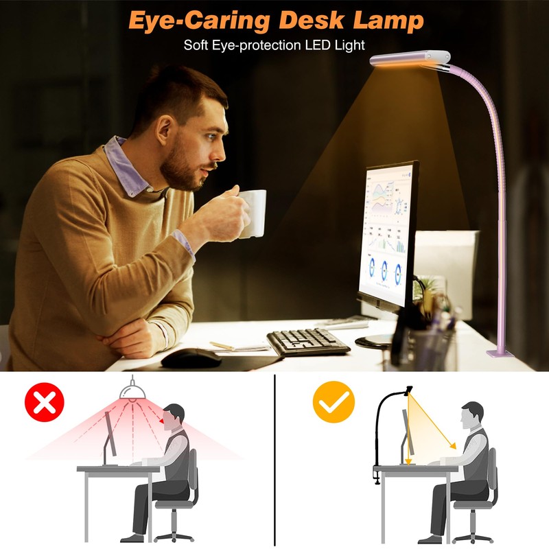 Airlonv LED Desk Lamp for Office Home, Eye-Caring Desk Light