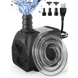 400GPH Submersible Water Pump(1500L/H, 25W), Ultra Quiet Water Fountain Pump with 6.56ft High Lift & 6.5ft Hose, 3 Nozzles for Pond Waterfall, Fish Tank, Aquarium, Hydroponics