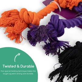 Tumbo Huesos pequeños de cuerda para perro Tosser de Halloween Closeout, favoritos de vacaciones y muchos colores (naranja, negro, morado, Halloween)