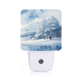 FSHVQKD Snow Forest Night Light,Plug-in Night Lights with Dusk-to-Dawn Sensor for Stairway,Hallway,Bedroom Sleep Friendly Ideal for Women/Girls/Boys Gift,0.5w