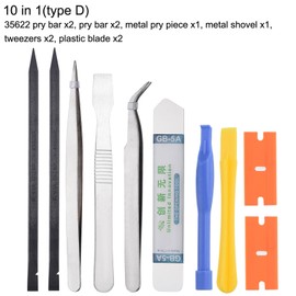 MECCANIXITY 10 in 1(Type D) Spudger Crowbars Opening Pry Tool Set Curved Pry Blade Electronics Repair Tools Kit for Cellphone Laptop PC Tablet