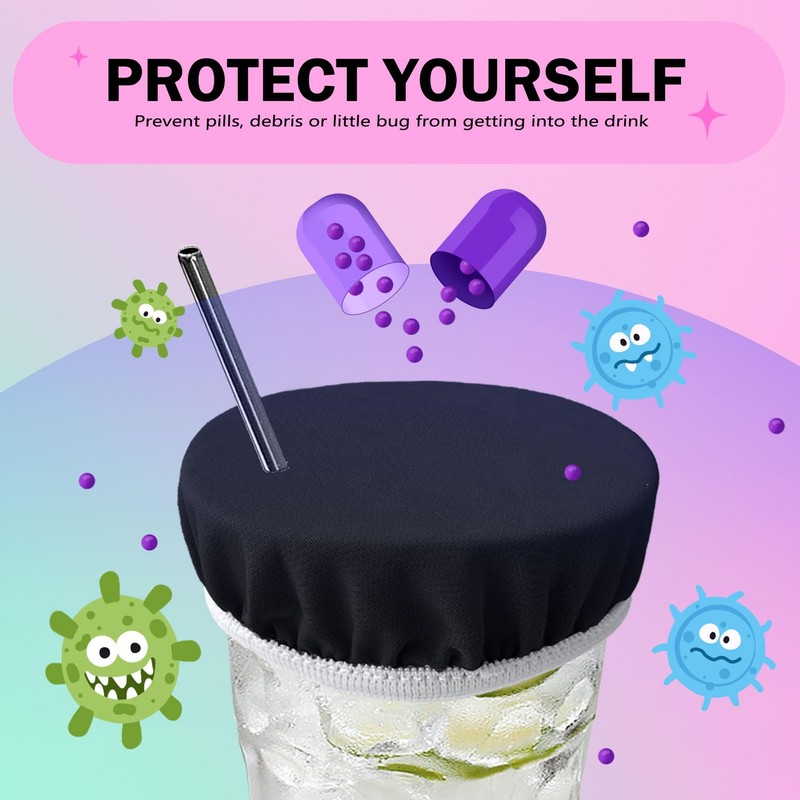 TOEASYWAY Drink Covers for Alcohol, Reusable Cup Cover with Straw