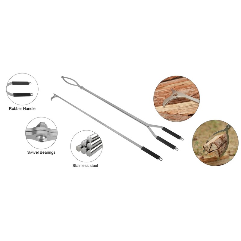 40" Fire Tongs Fire Pit Tongs Set, Stainless Steel Fireplace