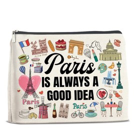 UPNEGE Pairs Travel Gifts Makeup Bag Pairs Gifts for Women Friend Traveler Cosmetic Bag Pairs Lover Gift Paris Is Always a Good Idea Zipper Makeup Pouch