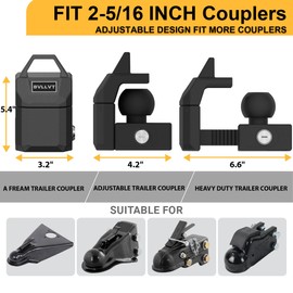 BVLLVT Heavy Duty Trailer Hitch Lock for 2 5/16" Ball Coupler - Adjustable Locking Mechanism Design - Anti-Theft Solid Steel Coupler Lock for RV, Boat, Camper Trailer