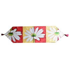 Tache Home Fashion DB9046TR-13X90 Colorful Floral Daisy Spring Summer Loves Me Not Woven Needlepoint Long Kitchen Dining Table Runner, 13 x 90