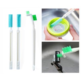 SigridZ Bottle Caps Brush,Keyboard Scrub Brush,Tiny Window Door Track Groove Gap Cleaning Brush,Cleaner Tool with Thin Handles for Small Hole Corner Spaces（3pieces/Pack） (Blue, 1)