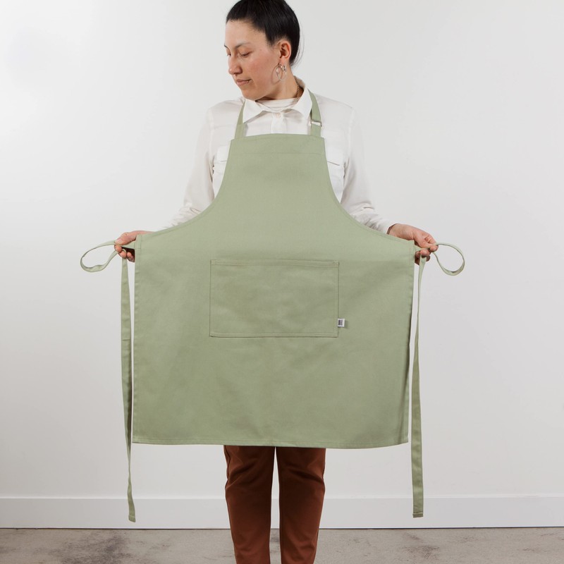 Now Designs Cotton Chef's Kitchen Apron, Solid Sage Green 28