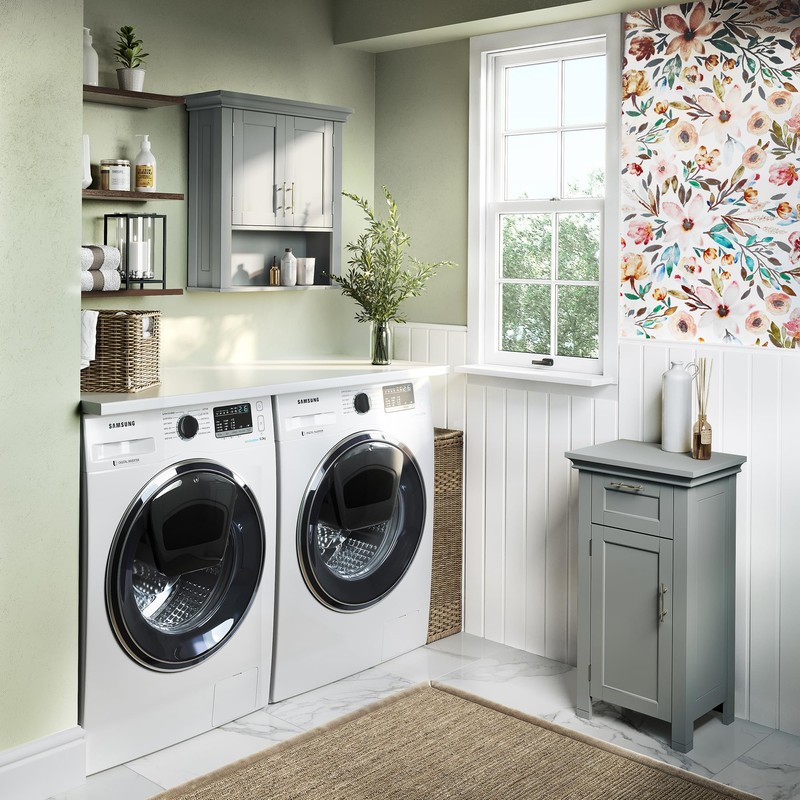 RiverRidge Somerset Two-Door Bathroom Storage, Gray Wall Cabinet, Grey, Set