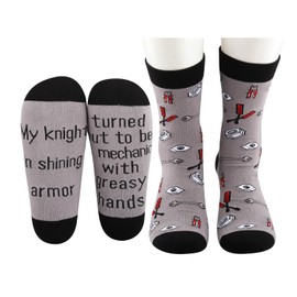 MBMSO 2 Pairs Mechanic Socks Auto Mechanics Gifts for Men Car Enthusiast My Knight in Shining Armor Mechanical Engineer Socks (Mechanic Socks)