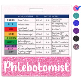 Plifal Phlebotomist Badge Buddy with Order of Blood Draw Reference Card - Phlebotomy Nurse Essentials Accessories for Hospital, Rose Horizontal ID Name Tag with Flash Card Cheat Sheet