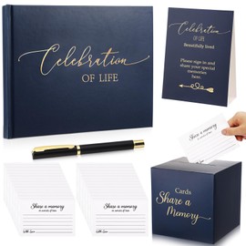 64 Pcs Guest Book Set Funeral Guest Book Memorial Service, Blue