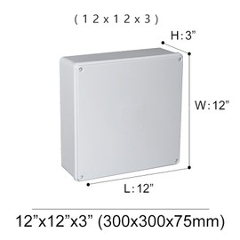 2 Pack 12" x 12" x 3" PVC Plastic Dustproof Waterproof Box IP65 Junction Boxes with Gasket DIY Project Junction Conduit Box for Electrical Enclosure